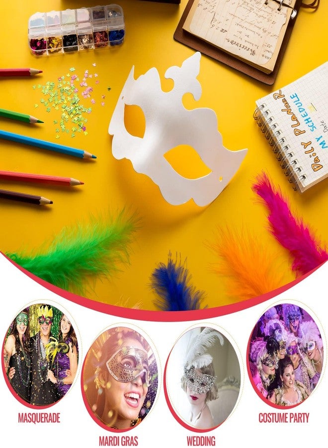 ZHBDMGK White Masquerade Masks, 16Pcs Unpainted Blank DIY Masks in 8 Styles for Mardi Gras Easter Halloween Cosplay Party Supplies - Image 3